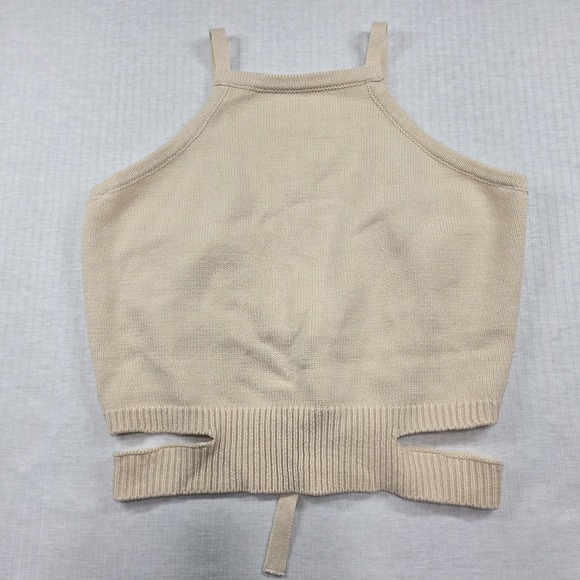 Lulus Sweaters - Lulus Cream Cotton Blend Cutout Tie Back Sweater Tank Size M Boho Summer Casual